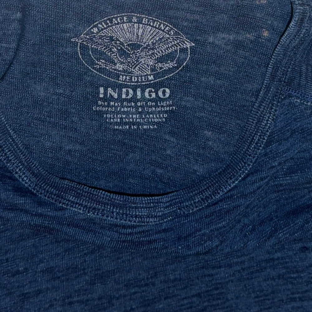 Wallace & Barnes Indigo Long Sleeve Henley Shirt Men’s Medium - Picture 3 of 8